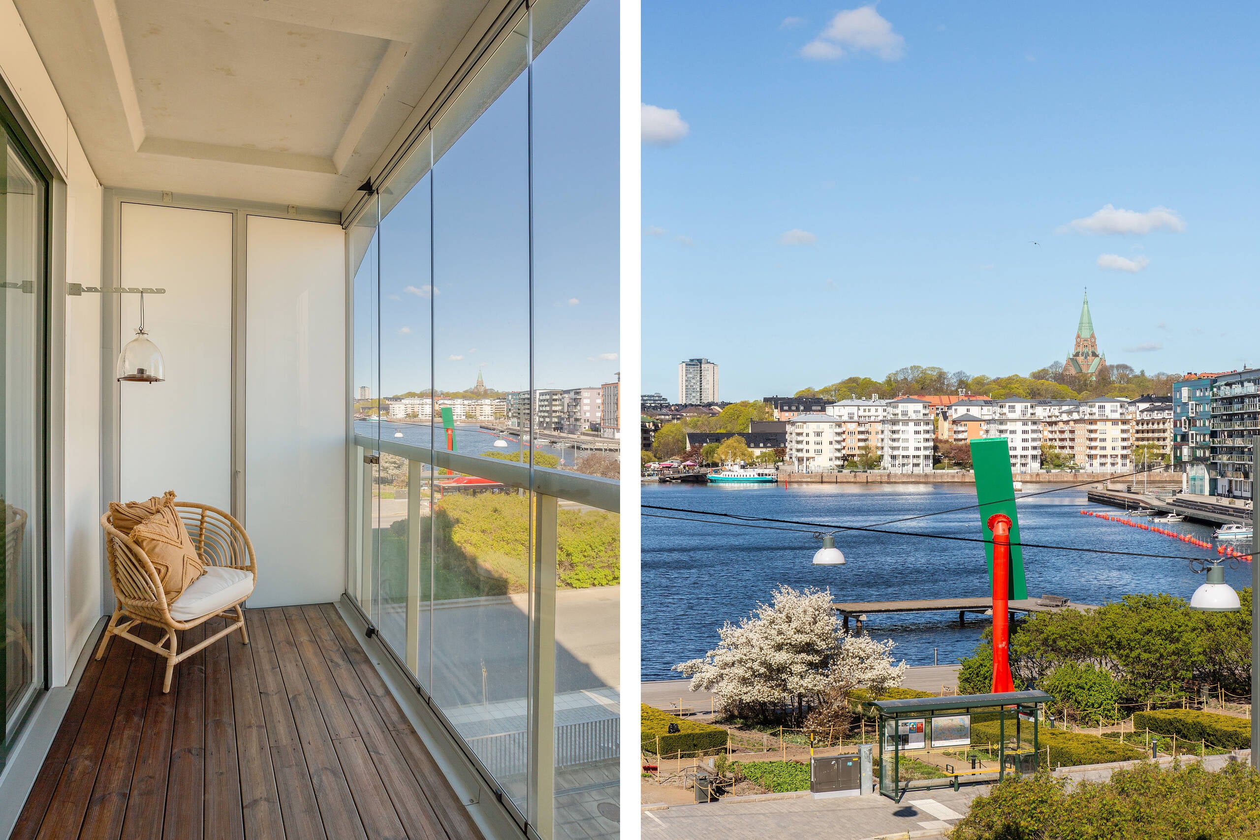Ljus och modern pärla på 36 kvm med utsikt över sjöns solnedgång