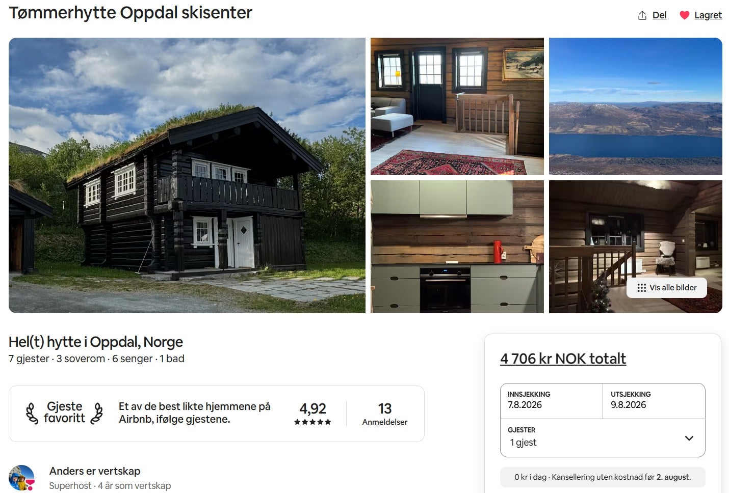Oppdal, Norge | Charmig timmerstuga i Vangslia – Ski in/Ski out | 3 sovrum | Bastu | Garage | Elbilsladdare | Nytt kök